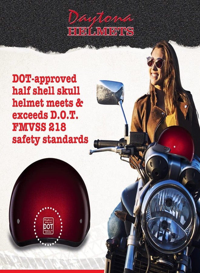 Daytona Helmets Motorcycle Helmet Half Skull Cap - Lightweight & Stylish DOT Approved Helmets for Adults - Perfect for Men and Women Riders - Comfortable & Secure Fit- Stylish Protection for Everyday Riding - Image 2